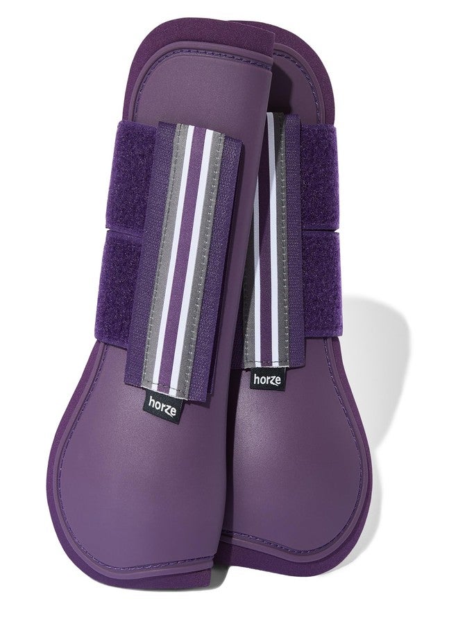 HORZE Adepto Open Front Tendon Boots | Durable Shell with Neoprene Lining - Blackcurrant Purple - Horse - Image 1
