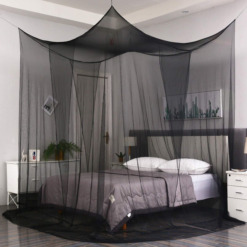 Mengersi Bed Canopy,Canopy Bed Curtains Bed Drapes for Full Queen King Size Bed,Mosquito Net Bed Curtains for Patio Indoor Outdoor Net,Black Bed Canopy Curtains for Gothic,Halloween Decoration - Image 3