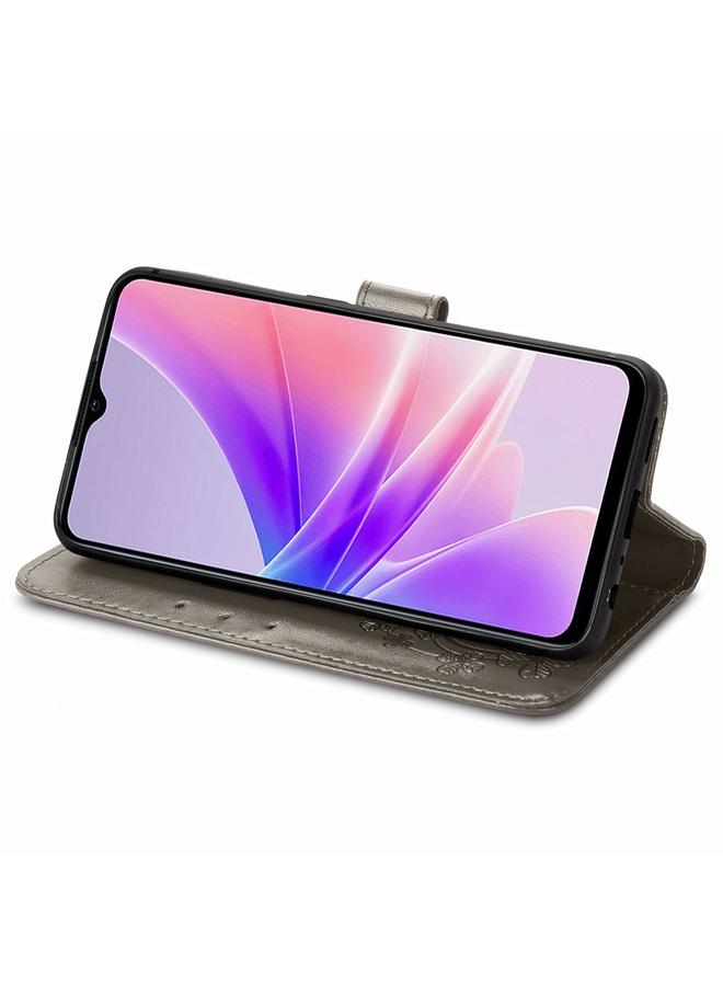S-TOP Case For OPPO A77 Four-leaf Clasp Embossed Buckle Leather Phone Case - Image 4