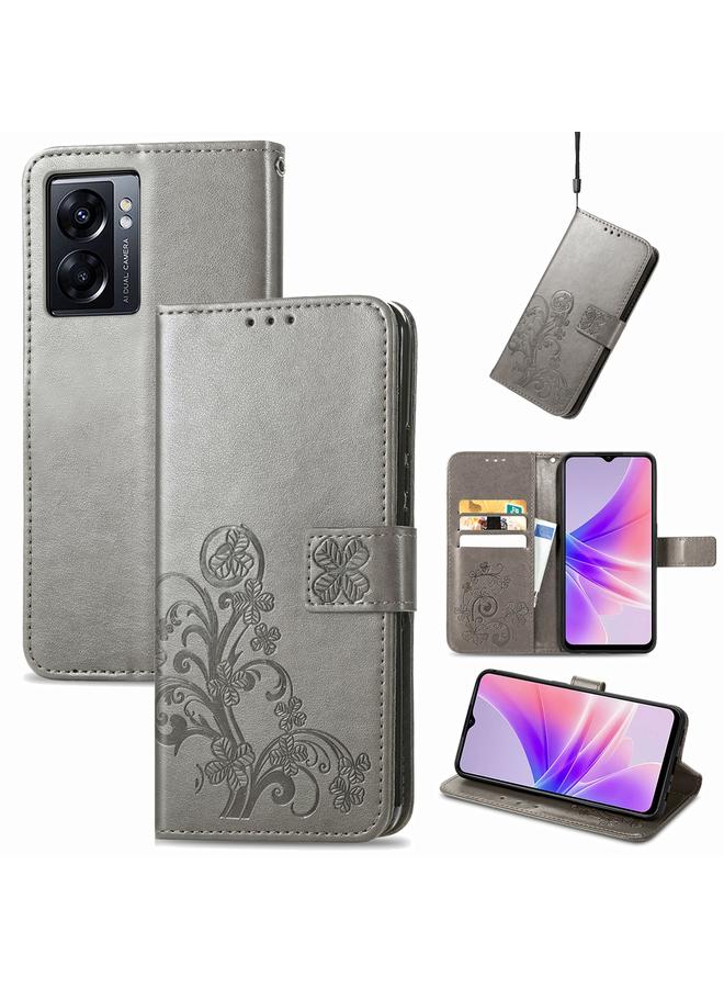 S-TOP Case For OPPO A77 Four-leaf Clasp Embossed Buckle Leather Phone Case - Image 1