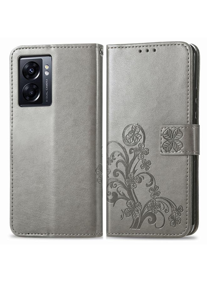 S-TOP Case For OPPO A77 Four-leaf Clasp Embossed Buckle Leather Phone Case - Image 2