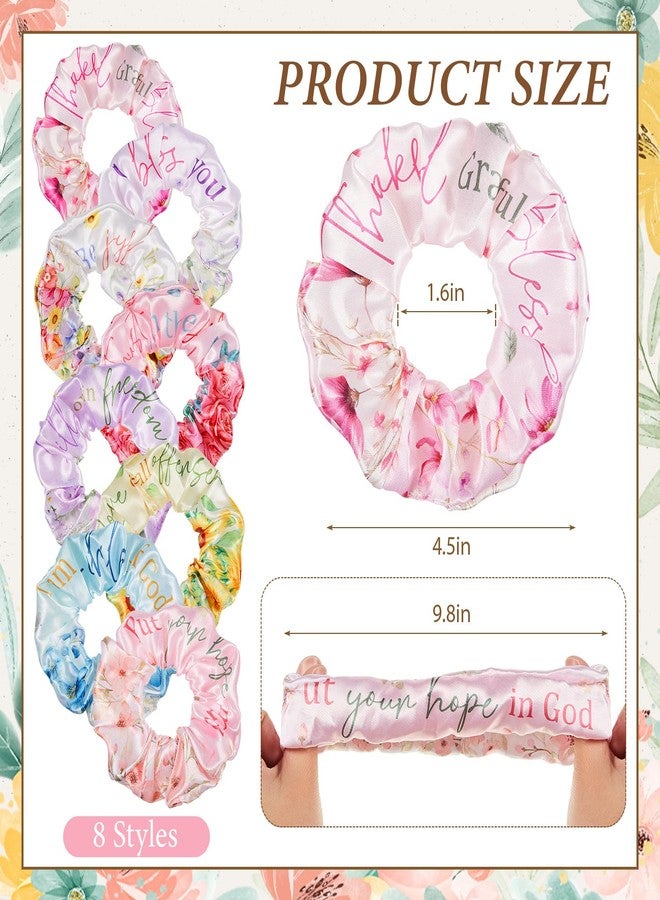 Solsew 16 Pcs Christian Gifts for Women Bulk Church Bible Verses Satin Hair Scrunchies Motivational Religious Scripture Bracelet Inspirational Elastic Hair Tie Valentine's Day Church Gift(Flower) - Image 2