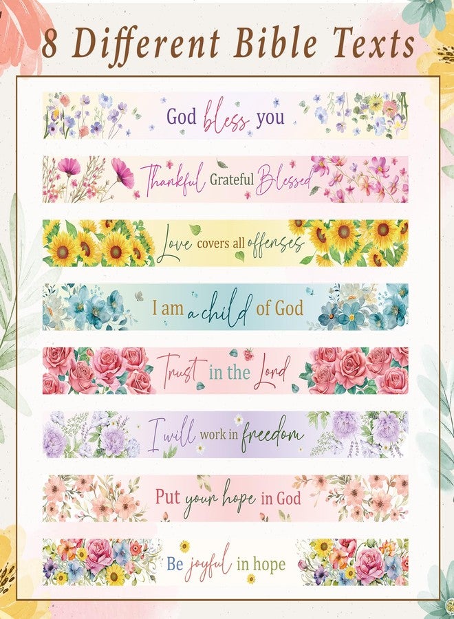 Solsew 16 Pcs Christian Gifts for Women Bulk Church Bible Verses Satin Hair Scrunchies Motivational Religious Scripture Bracelet Inspirational Elastic Hair Tie Valentine's Day Church Gift(Flower) - Image 4