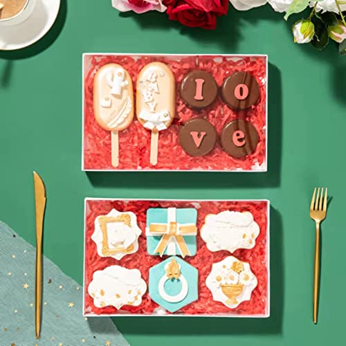 RomanticBaking 24 Pack 9 1/2" x 6" x 1 1/4" Clear White Cookie Boxes with Full Window,Bakery Cakesicle Boxes Macaron Boxes for Christmas Valentine's Halloween Easter Father's Mother's Day Wedding - Image 2