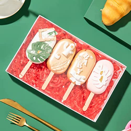 RomanticBaking 24 Pack 9 1/2" x 6" x 1 1/4" Clear White Cookie Boxes with Full Window,Bakery Cakesicle Boxes Macaron Boxes for Christmas Valentine's Halloween Easter Father's Mother's Day Wedding - Image 5
