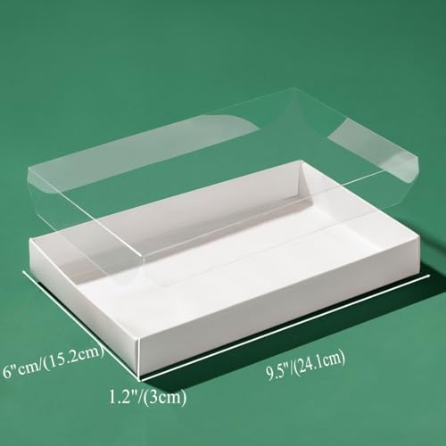RomanticBaking 24 Pack 9 1/2" x 6" x 1 1/4" Clear White Cookie Boxes with Full Window,Bakery Cakesicle Boxes Macaron Boxes for Christmas Valentine's Halloween Easter Father's Mother's Day Wedding - Image 3