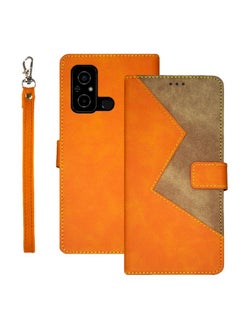 HuHa Case Cover For Xiaomi Poco C55/Redmi 12C/Redmi 11A idewei Two-color Splicing Leather Phone Case Orange 