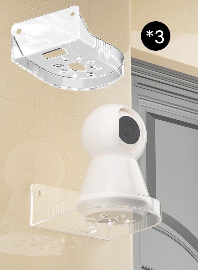 العلامة التجارية: جيسودا طقم من 3 قطع رف جداري عائم شفاف لتركيب كاميرات المراقبة، أجهزة مراقبة الأطفال، مكبرات الصوت والأجهزة الصغيرة – مصنوع من ABS مع منفذ كابل واسع وخيارات تثبيت باللصق أو الحفر - Image 2