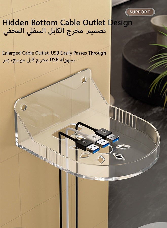 العلامة التجارية: جيسودا طقم من 3 قطع رف جداري عائم شفاف لتركيب كاميرات المراقبة، أجهزة مراقبة الأطفال، مكبرات الصوت والأجهزة الصغيرة – مصنوع من ABS مع منفذ كابل واسع وخيارات تثبيت باللصق أو الحفر - Image 3