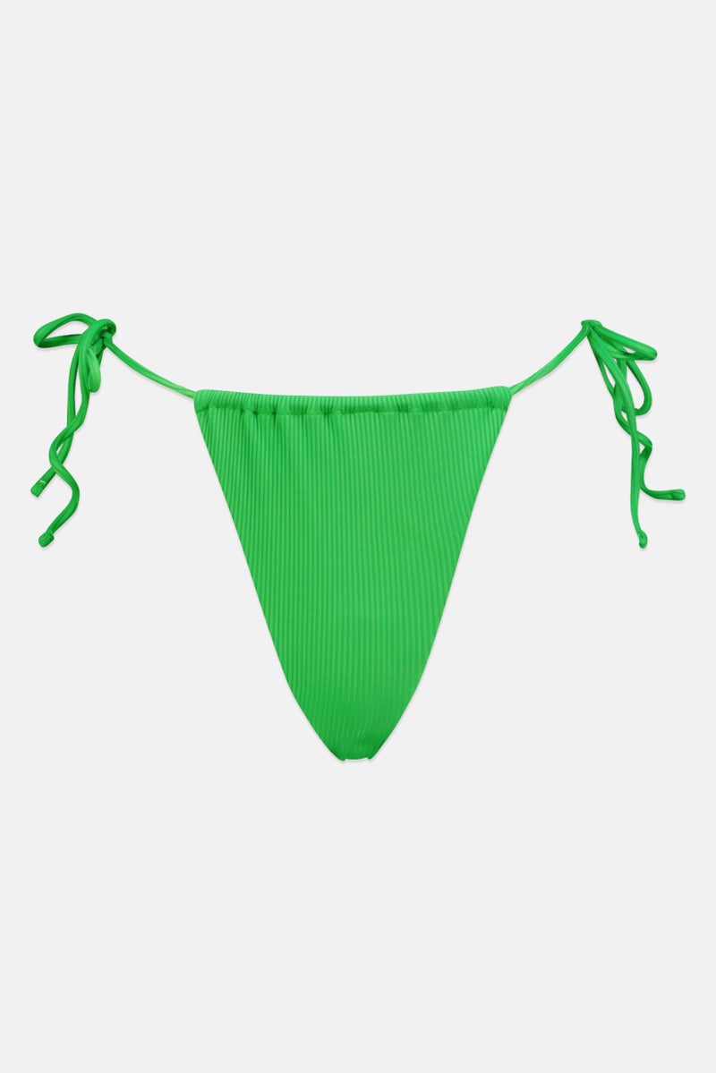 Pull & Bear Women Brand Logo Swimwear Bikini Bottom, Green - Image 1