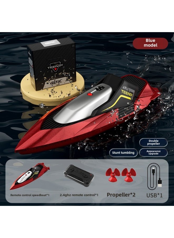 High-speed Remote Control Boat High-horsepower Water Large Speedboat Charging Electric Launching Children's Boy Ship Model Toy-Colour:Mini Version-s5  (stunt Roll/dual Steering Gear)-Specification:Official Standard Configuration  - Image 1