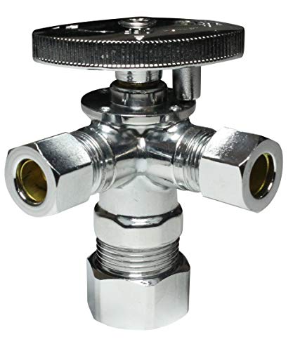 Miiflex Dual Compression Outlet Angle Stop Valve, Plumbing Fitting, Quarter Turn, Single Handle Independent Multi-Select Positions, Water Valve Shut Off 1/2" NOM (5/8" OD) x (3/8 inch x 3/8 inch) - Image 3