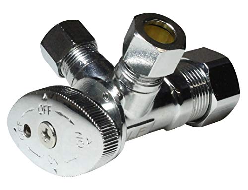 Miiflex Dual Compression Outlet Angle Stop Valve, Plumbing Fitting, Quarter Turn, Single Handle Independent Multi-Select Positions, Water Valve Shut Off 1/2" NOM (5/8" OD) x (3/8 inch x 3/8 inch) - Image 2