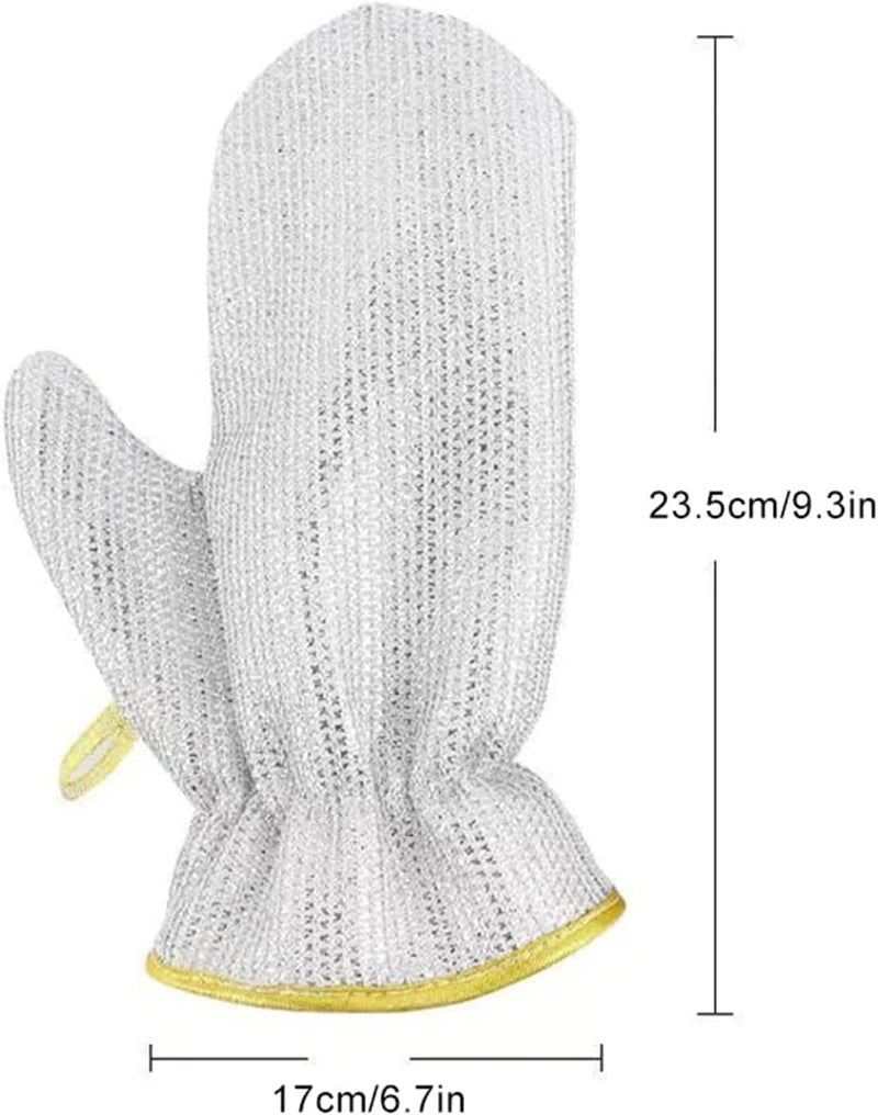 GLENOXZONE Wire Dishwashing Gloves Scrub NonScratch Dish Wash Cloth Reusable Dishwashing Rags 1 Pair Silver - Image 3