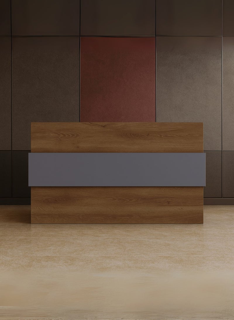 Karnak Horizon Modern Reception Desk Counter | Office Front Desk with Contemporary Design, Durable Finish, Ergonomic Workspace, Ideal for Office, Hotel, Clinic, Salon & Showroom ( Oak-Dust Grey ) - Image 2