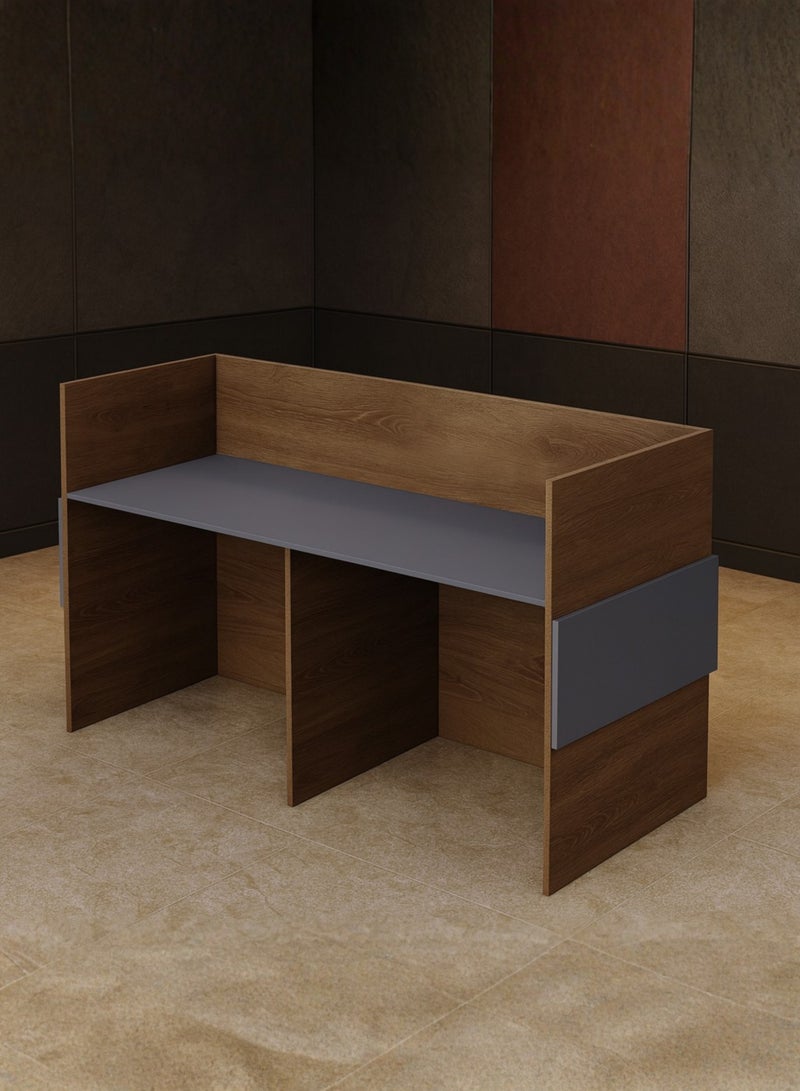 Karnak Horizon Modern Reception Desk Counter | Office Front Desk with Contemporary Design, Durable Finish, Ergonomic Workspace, Ideal for Office, Hotel, Clinic, Salon & Showroom ( Oak-Dust Grey ) - Image 4