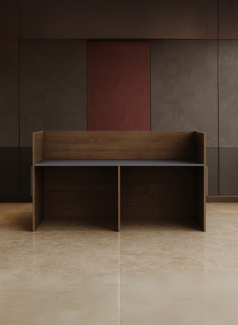 Karnak Horizon Modern Reception Desk Counter | Office Front Desk with Contemporary Design, Durable Finish, Ergonomic Workspace, Ideal for Office, Hotel, Clinic, Salon & Showroom ( Oak-Dust Grey ) - Image 5