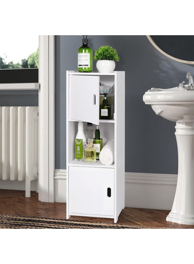 لينجوي خزانة حمام طويلة مع بابين، خزانة تخزين مستقلة حديثة، منظم أثاث حمام مقاوم للماء 22 × 25 × 80 سم - Image 5