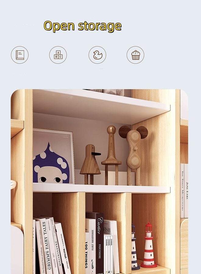JCB CHIC رف كتب للأطفال 2 في 1، خزانة عرض قائمة بذاتها مع أرفف مفتوحة ومساحة تخزين مغلقة، خزانة كتب للأطفال متعددة الوظائف ومنظم ألعاب، وحدة تخزين موفرة للمساحة لغرفة نوم الأطفال وغرفة اللعب - Image 5