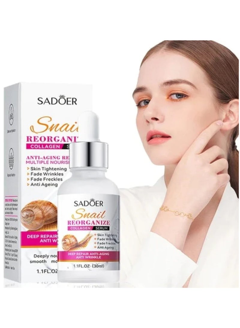 SADOER - Sadoer Snail Reorganize Collagen Face Serum 30ml Anti Aging Repair multiple nourish Skin Tightening - Image 1