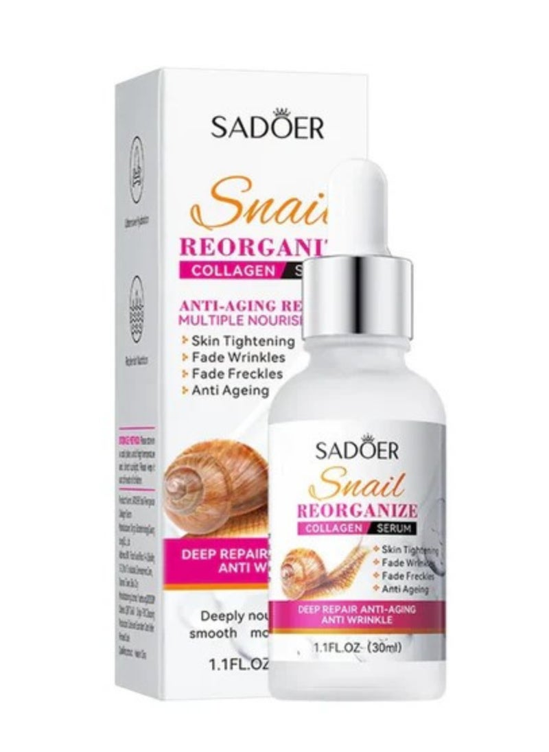 SADOER - Sadoer Snail Reorganize Collagen Face Serum 30ml Anti Aging Repair multiple nourish Skin Tightening - Image 1