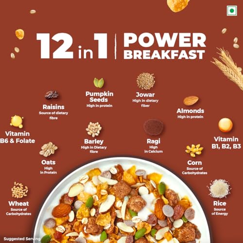 Kellogg's Kellogg’s Muesli Nuts & Seeds Crunch 240g | 12-in-1 Power Breakfast | No Maida | High in Fiber| India’s No. 1 Muesli | 240gm - Image 5