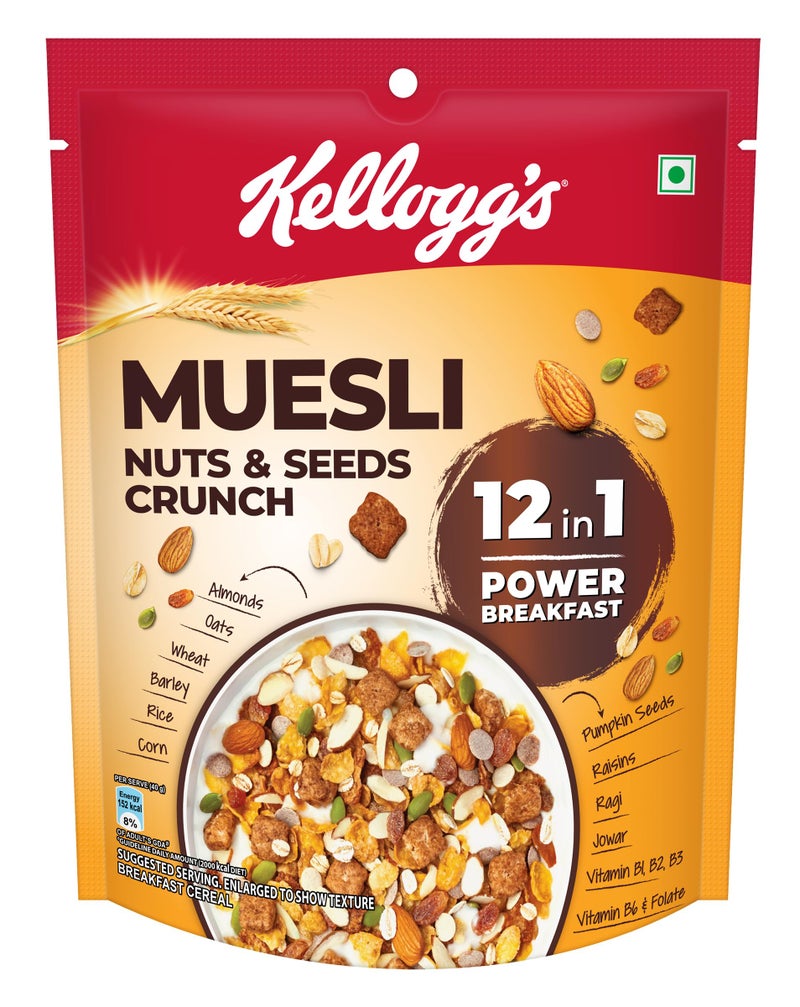 Kellogg's Kellogg’s Muesli Nuts & Seeds Crunch 240g | 12-in-1 Power Breakfast | No Maida | High in Fiber| India’s No. 1 Muesli | 240gm - Image 1