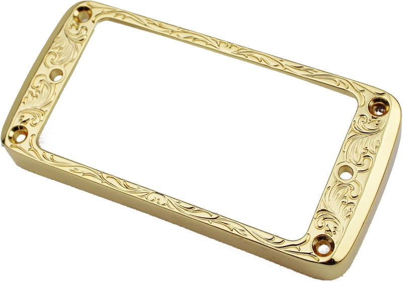 guyker Curved Bottom Metal Humbucker Pickup Mounting Ring Set - Bridge and Neck Pickups Cover Frame Replacement Compatible with Les Paul LP Style Electric Guitar(2PCS, gold) - Image 3