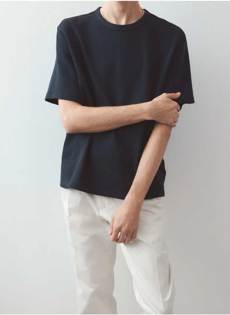 H&M Regular Fit Waffled T-Shirt