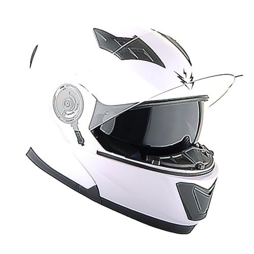 1Storm خوذة دراجة نارية جديدة 1Storm قابلة للتعديل بوجه كامل مع درع مزدوج ودرع شمس مع ضوء خلفي LED قابل للشحن: أبيض لامع - Image 3