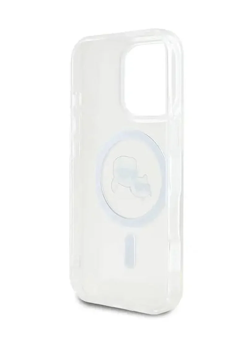 Karl Lagerfeld MagSafe IML Hard Case With Karl & Choupette Head For iPhone 16 Pro/ Drop and Shock Absorption/ Precise Cutouts for Ports and Buttons/ Easy Snap-on Installation - White