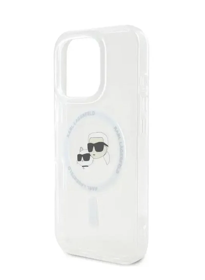 Karl Lagerfeld MagSafe IML Hard Case With Karl & Choupette Head For iPhone 16 Pro/ Drop and Shock Absorption/ Precise Cutouts for Ports and Buttons/ Easy Snap-on Installation - White