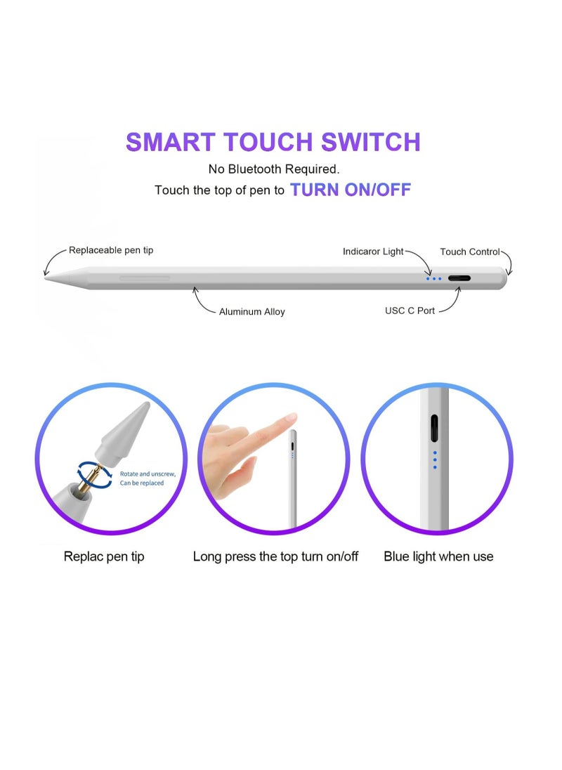 Generic - Stylus Pen for iPad 10th&9th Generation,Fast Charge for Apple iPad Pencil with Palm Rejection,Compatible with 2018-2024 iPad10/9/8/7/6 Gen,iPad Pro 13" M4/12.9"/11",iPad Air 3/4/5/M2,iPad Mini 5/6 - Image 1
