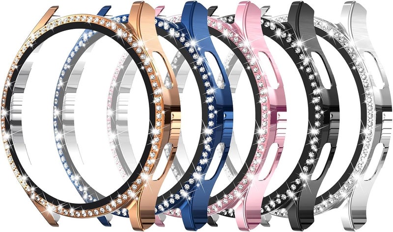 Simpeak 5Pack Bling Screen Protector Case Compatible with Samsung Galaxy Watch 6 40mm 2023 HD Full Protection Bumper Case Cover Compatible with Galaxy Watch 6 40mmBlackSilverGoldBlueRose Pink - Image 1