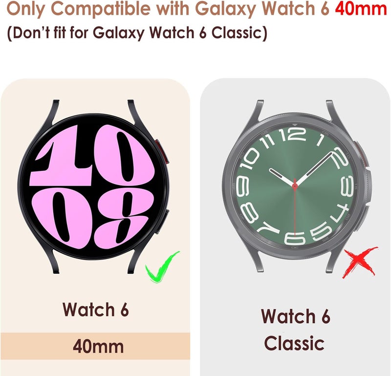 Simpeak 5Pack Bling Screen Protector Case Compatible with Samsung Galaxy Watch 6 40mm 2023 HD Full Protection Bumper Case Cover Compatible with Galaxy Watch 6 40mmBlackSilverGoldBlueRose Pink - Image 4