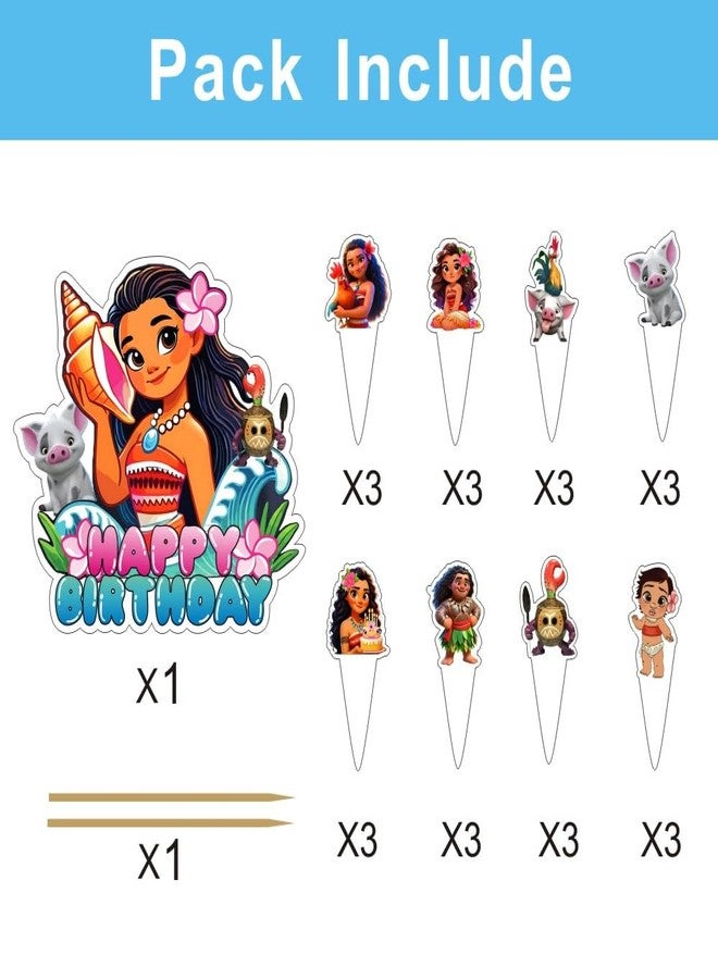 ARHAVI 25 Pcs Cake Topper and Cupcake Toppers Set Birthday Party Supplies for Moanana Birthday Decorations - Image 2