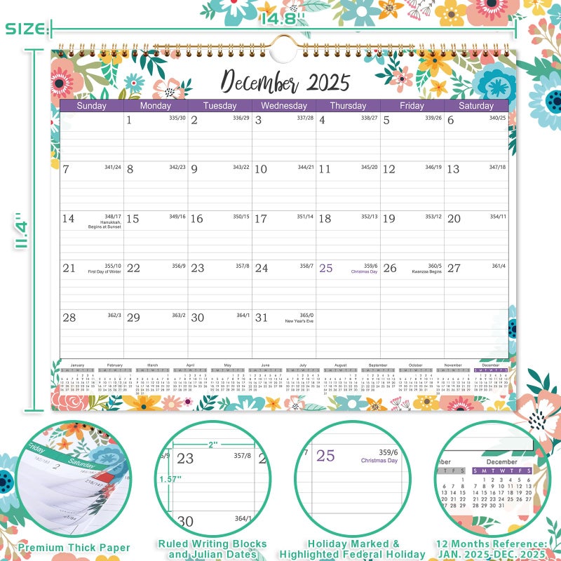 Coboll 2025-2026 Calendar - Mar. 2025 to Dec. 2026, Wall Calendar 2025-2026, 14.8 x 11.4 Inches, 22 Months Wall Calendar with Ample Blocks for Writing - Image 4