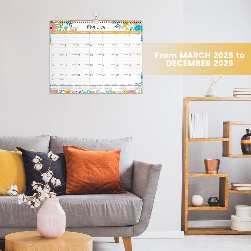 Coboll 2025-2026 Calendar - Mar. 2025 to Dec. 2026, Wall Calendar 2025-2026, 14.8 x 11.4 Inches, 22 Months Wall Calendar with Ample Blocks for Writing - Image 2