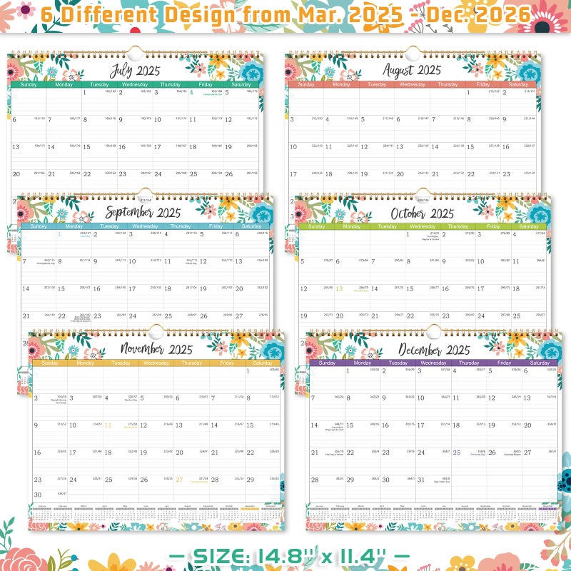 Coboll 2025-2026 Calendar - Mar. 2025 to Dec. 2026, Wall Calendar 2025-2026, 14.8 x 11.4 Inches, 22 Months Wall Calendar with Ample Blocks for Writing - Image 5