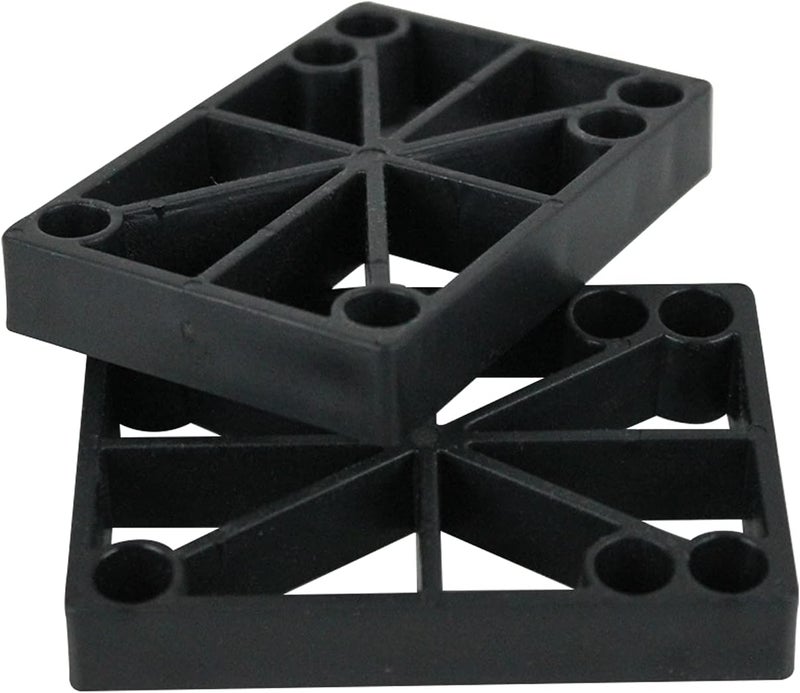 H Block Skateboard Old School Riser Pads 1/2" (12mm) Set of 2 Risers Black Hard Plastic - Image 1