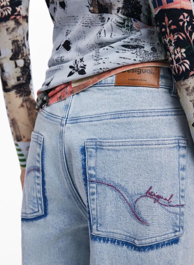 Desigual Blue Jeans With Buttons for Women | Best Price UAE