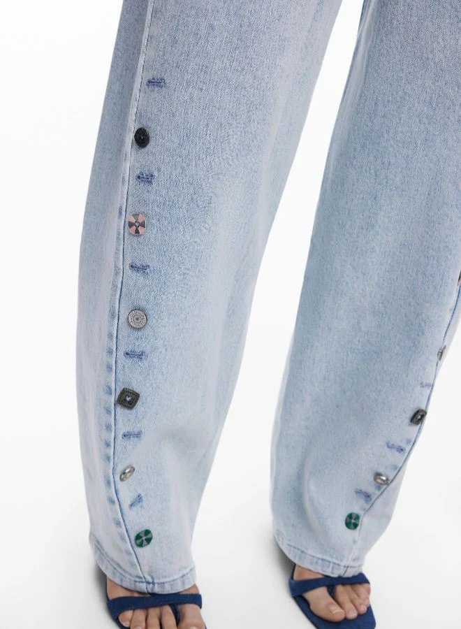 Desigual Blue Jeans With Buttons for Women | Best Price UAE