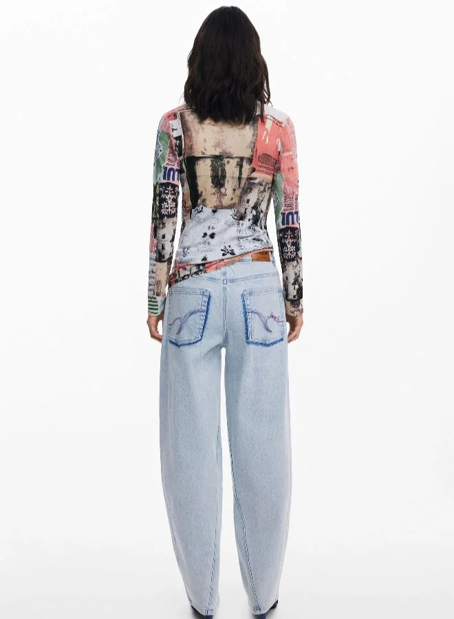 Desigual Blue Jeans With Buttons for Women | Best Price UAE