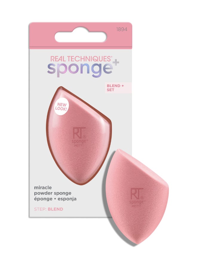 REAL TECHNIQUES Miracle Powder Sponge Makeup Blender Pink - Image 1