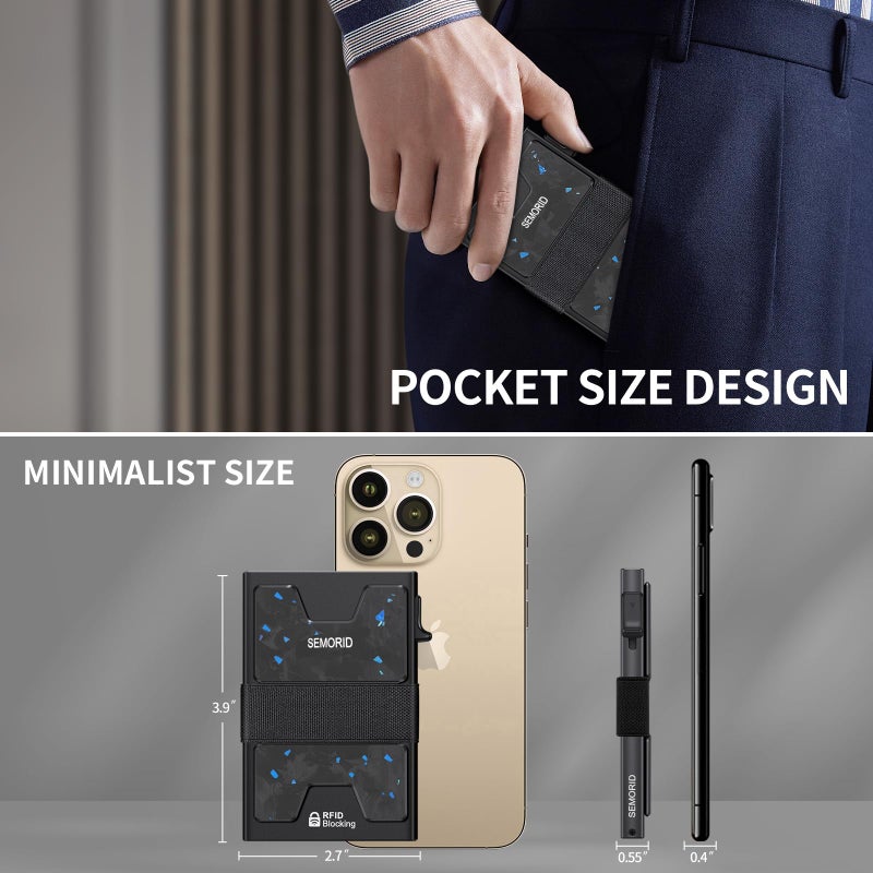 SEMORID Minimalist Wallet for Men, Slim RFID Blocking Mens Wallet, Aluminum Pop Up Card Case, Thin Metal Credit Card Holder with Cash Strap -12 Cards Storage - Image 5