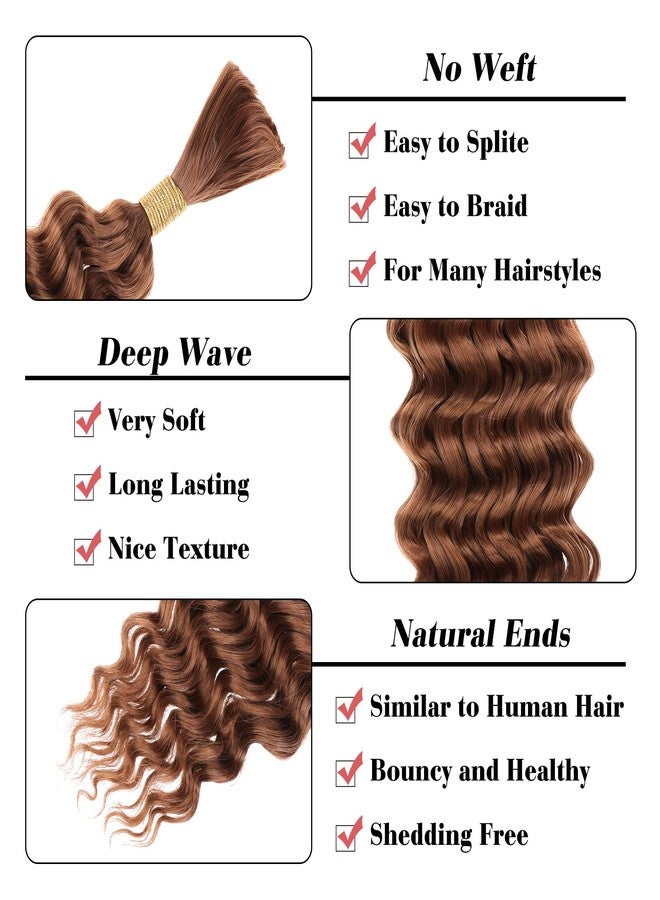 ليفين شعر ليفين للتضفير، طوله 18 بوصة، حزمتان، بني، مموج داكن، بدون خياطة، شعر طويل مبلل ومموج للتضفير، وصلات شعر صناعية مجعدة للنساء #30 - Image 3