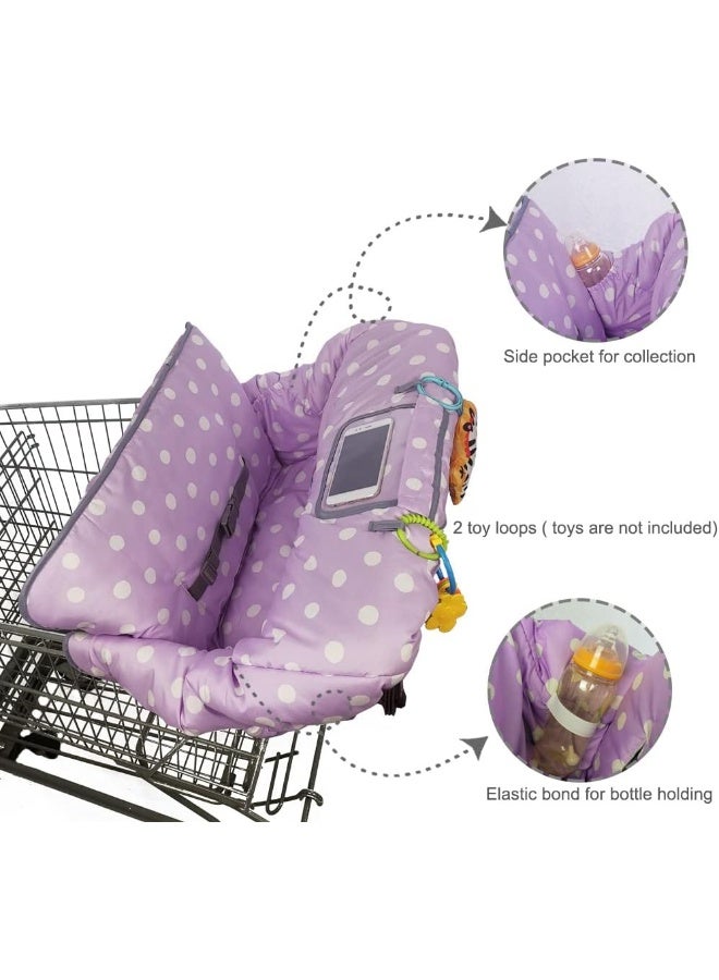 ICOPUCA Shopping Cart Cover for Baby boy Girl, Multi-in-1 Cart Covers for Babies, Infant High Chair Cover, Machine Washable, Soft Padded Grocery cart seat Cushion Cover, Purple dot - Image 3