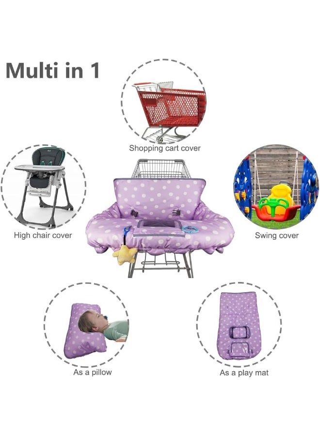ICOPUCA Shopping Cart Cover for Baby boy Girl, Multi-in-1 Cart Covers for Babies, Infant High Chair Cover, Machine Washable, Soft Padded Grocery cart seat Cushion Cover, Purple dot - Image 2