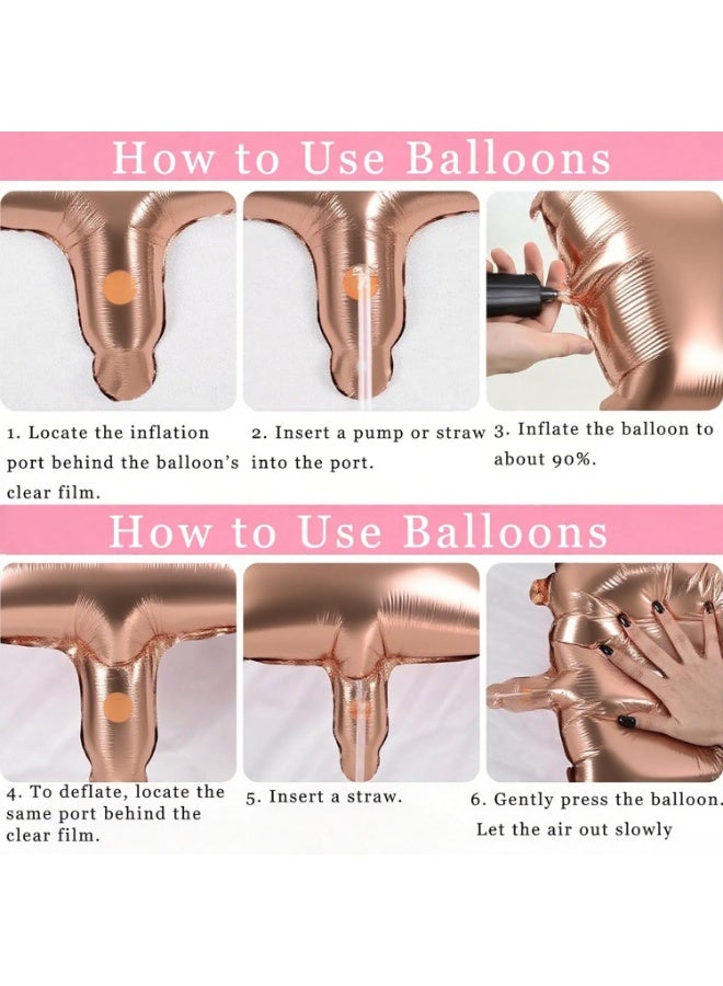 لينلي مجموعة زينة حفلات أعياد الميلاد باللون الذهبي الوردي، لافتة عيد ميلاد سعيد، ستارة مزينة بشراشيب، مفرش طاولة من رقائق معدنية، بالونات قصاصات ورقية على شكل قلوب ونجوم، دوامات معلقة للنساء والفتيات - Image 4