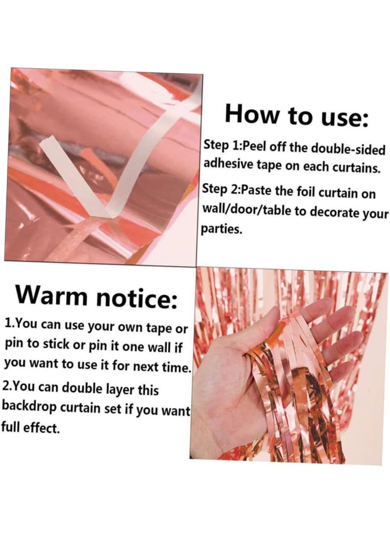 لينلي مجموعة زينة حفلات أعياد الميلاد باللون الذهبي الوردي، لافتة عيد ميلاد سعيد، ستارة مزينة بشراشيب، مفرش طاولة من رقائق معدنية، بالونات قصاصات ورقية على شكل قلوب ونجوم، دوامات معلقة للنساء والفتيات - Image 5